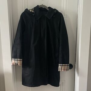 Vintage Burberry Black Hooded Jacket with Quilted Interior